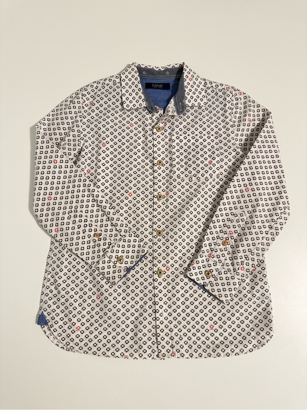 Baker by Ted Baker White Geometric Print kid’s Sz 8